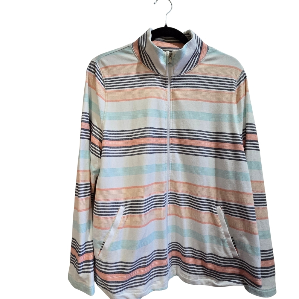 Talbots Womens Striped Multicolor Cotton Jacket - Picture 2 of 5